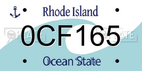 0CF165 Rhode Island License Plate