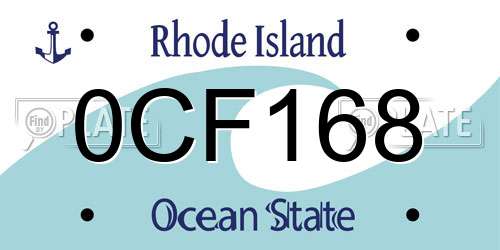 0CF168 Rhode Island License Plate