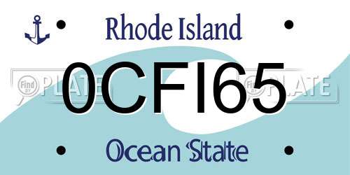 0CFI65 Rhode Island License Plate