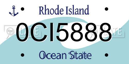 0CI5888 Rhode Island License Plate