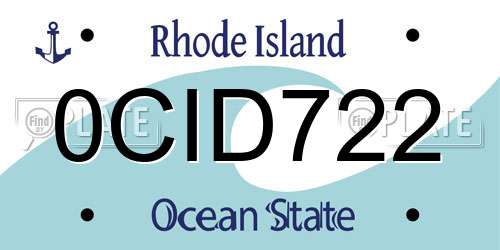 0CID722 Rhode Island License Plate