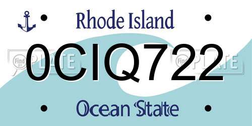 0CIQ722 Rhode Island License Plate