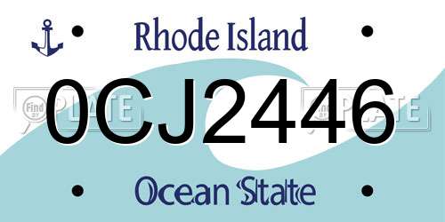 0CJ2446 Rhode Island License Plate