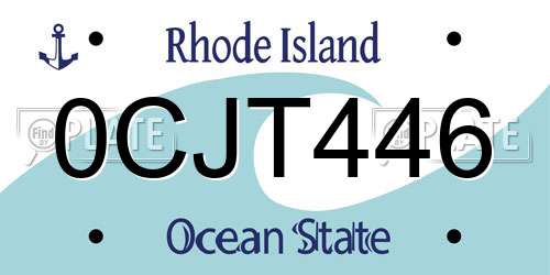 0CJT446 Rhode Island License Plate