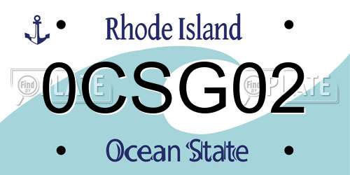 0CSG02 Rhode Island License Plate
