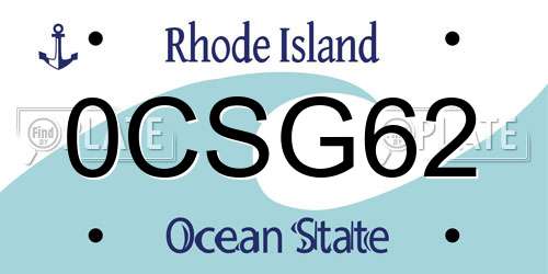 0CSG62 Rhode Island License Plate