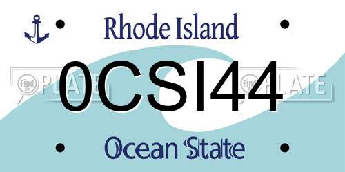 0CSI44 Rhode Island License Plate