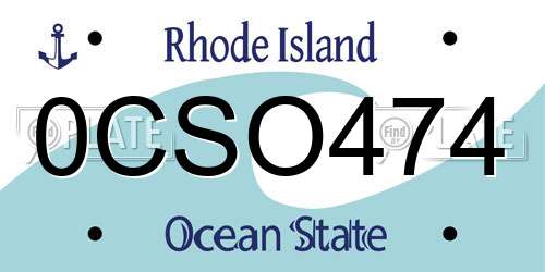 0CSO474 Rhode Island License Plate