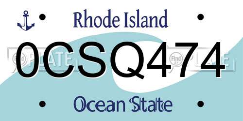 0CSQ474 Rhode Island License Plate