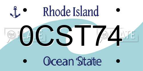 0CST74 Rhode Island License Plate