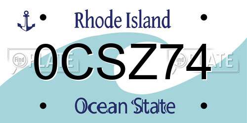0CSZ74 Rhode Island License Plate