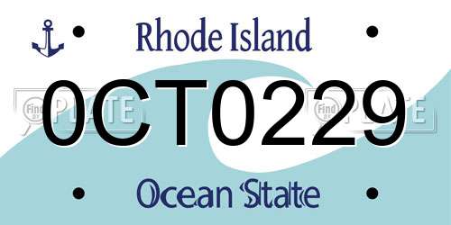 0CT0229 Rhode Island License Plate