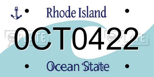 0CT0422 Rhode Island License Plate