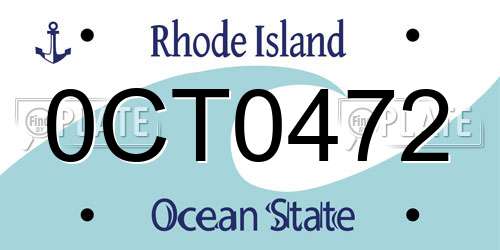 0CT0472 Rhode Island License Plate
