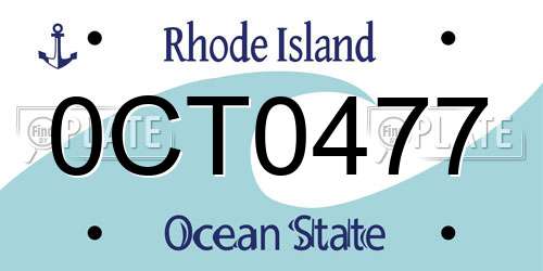 0CT0477 Rhode Island License Plate