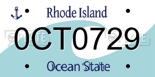 0CT0729 Rhode Island License Plate