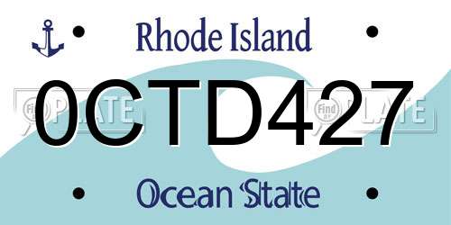 0CTD427 Rhode Island License Plate