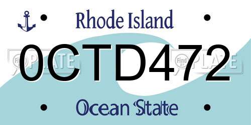 0CTD472 Rhode Island License Plate