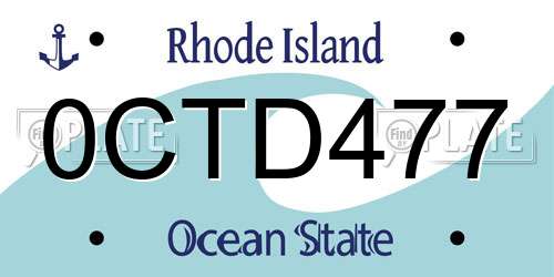 0CTD477 Rhode Island License Plate