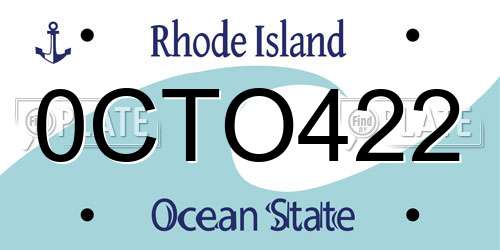 0CTO422 Rhode Island License Plate