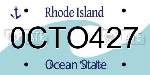 0CTO427 Rhode Island License Plate