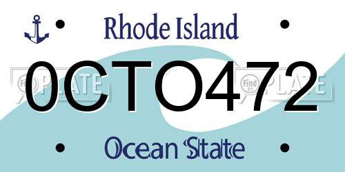 0CTO472 Rhode Island License Plate