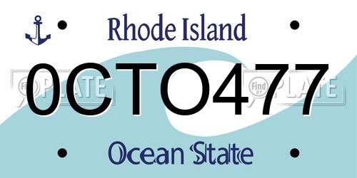 0CTO477 Rhode Island License Plate