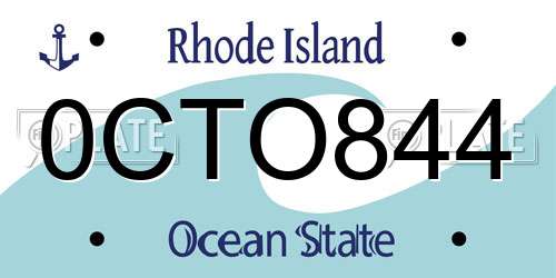 0CTO844 Rhode Island License Plate