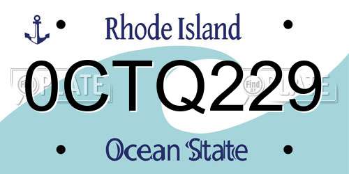 0CTQ229 Rhode Island License Plate