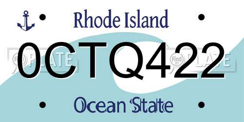 0CTQ422 Rhode Island License Plate