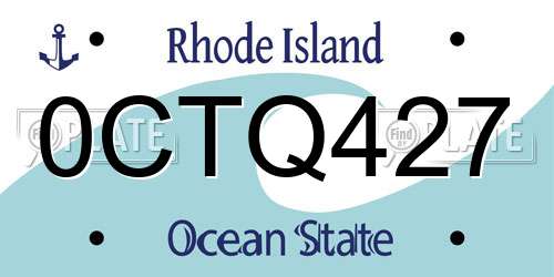 0CTQ427 Rhode Island License Plate