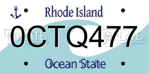 0CTQ477 Rhode Island License Plate