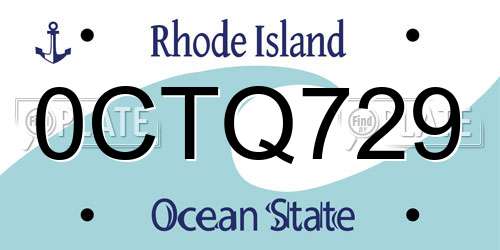 0CTQ729 Rhode Island License Plate