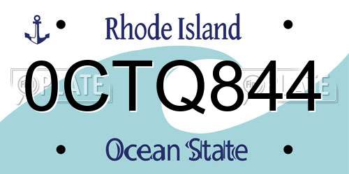 0CTQ844 Rhode Island License Plate