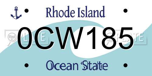 0CW185 Rhode Island License Plate