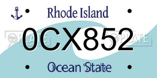 0CX852 Rhode Island License Plate