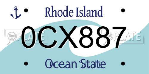0CX887 Rhode Island License Plate