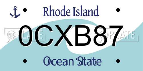 0CXB87 Rhode Island License Plate