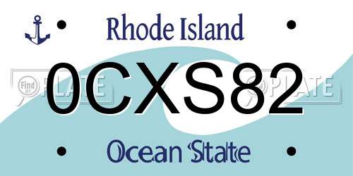 0CXS82 Rhode Island License Plate