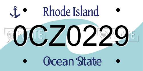 0CZ0229 Rhode Island License Plate