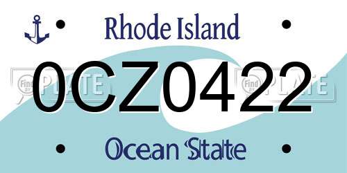0CZ0422 Rhode Island License Plate