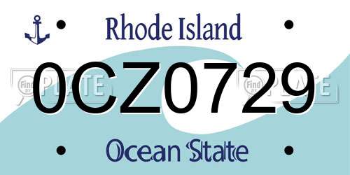 0CZ0729 Rhode Island License Plate