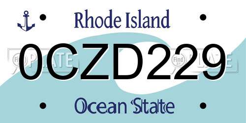 0CZD229 Rhode Island License Plate