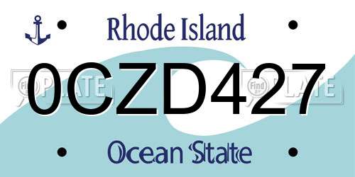 0CZD427 Rhode Island License Plate