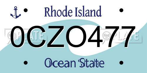 0CZO477 Rhode Island License Plate