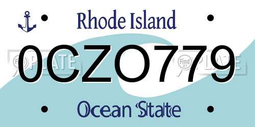 0CZO779 Rhode Island License Plate