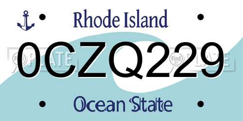 0CZQ229 Rhode Island License Plate