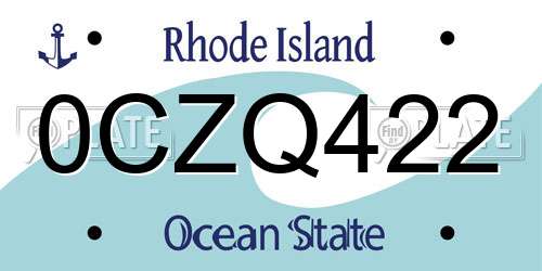 0CZQ422 Rhode Island License Plate