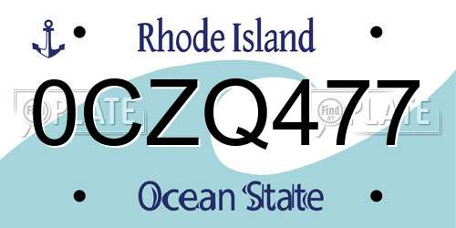 0CZQ477 Rhode Island License Plate
