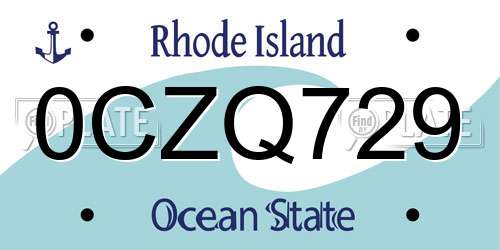 0CZQ729 Rhode Island License Plate